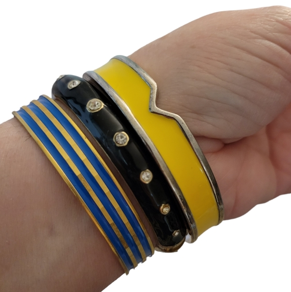 Sam Edelman Enameled Bangle Bracelets Set Of 3 - Picture 2 of 11
